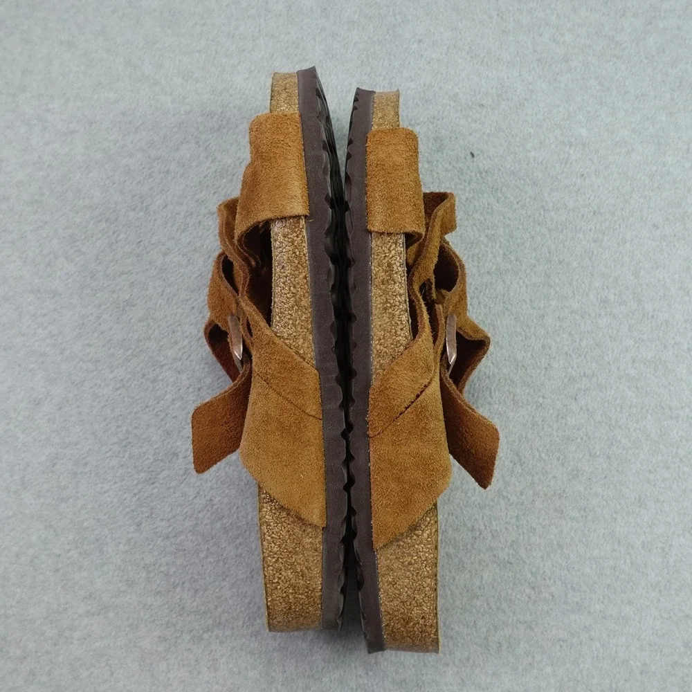 Birkenstock Sandals Men 43 Mink Brown Suede Lugano Soft Footbed Slide